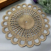 28cm flower gold 3d lace round embroidery table place mat christmas pad cloth placemat wedding tea coaster napkin doily kitchen