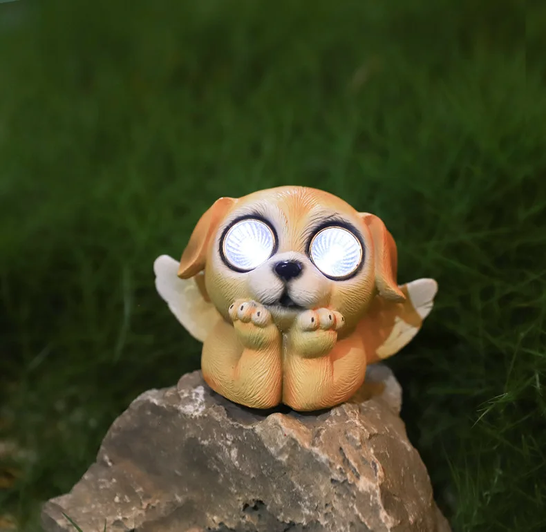 

Cute Puppy Statue Creative Solar Light Hand Painted Resin Ornament for Outdoor Garden Courtyard Decoration TOER889