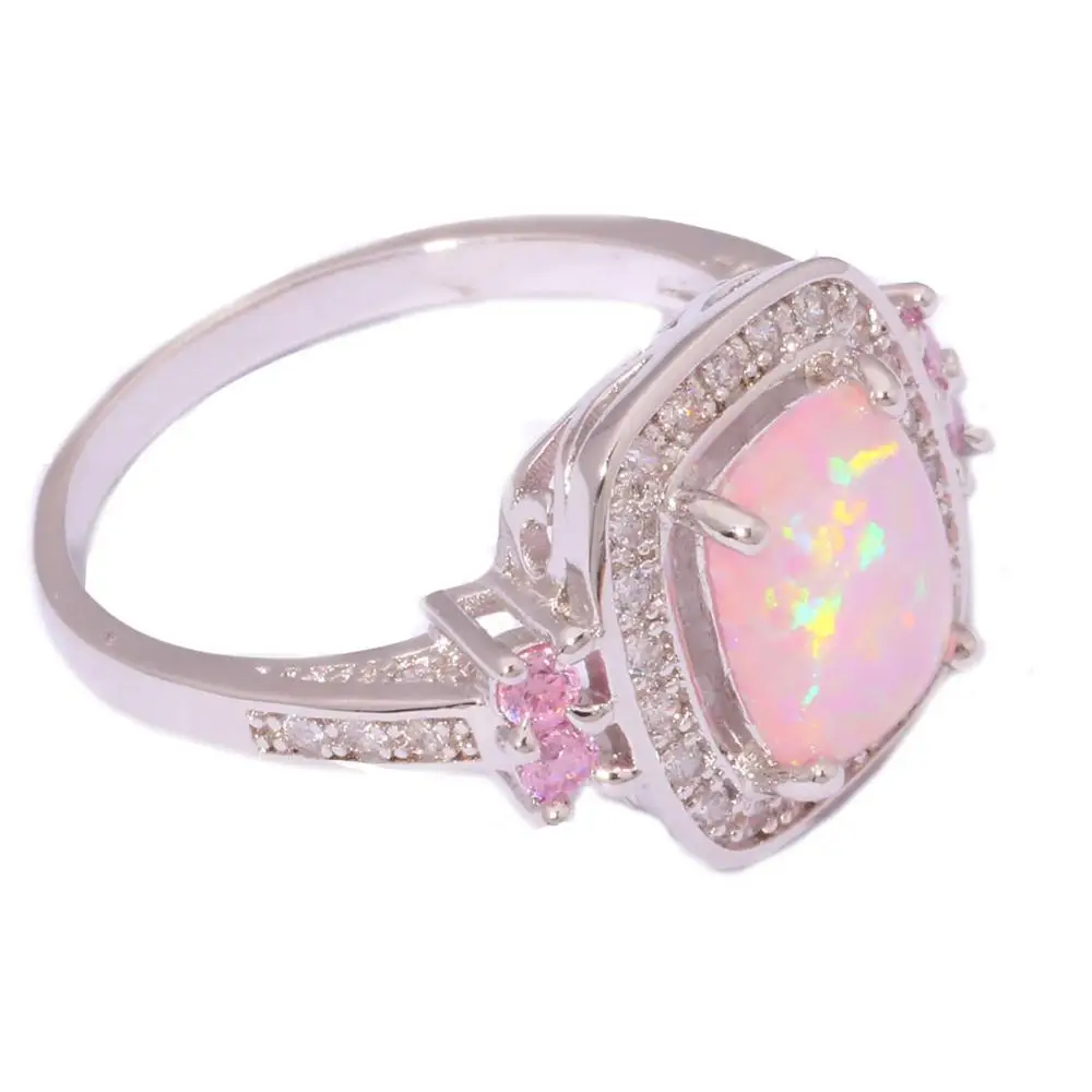 Женское кольцо CiNily розовое огненное Опаловое циркониевое с кубическим цирконием