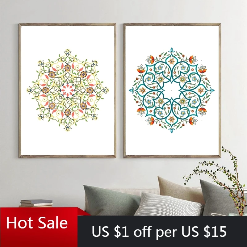 Рисунок мандалы принты Постер в турецком стиле Арабика яркий цветочный