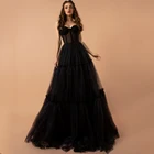 Женское вечернее платье Thinyfull, черное Тюлевое платье без рукавов, длинное бальное платье размера на заказ, сексуальное, с лифом сердечком, с открытой спиной