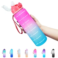 quifit 1l 32oz water bottle with motivational time marker straw bpa free non toxic leak proof gym outdoor sports drinking