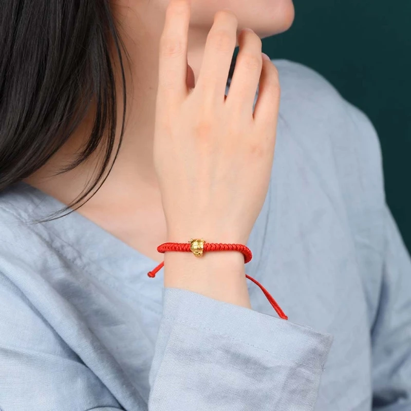 

2 PCS Mascot Five Fortunes Golden Cow Red String Bracelet 2021 Chinese Ox New Year Tradition Zodiac Lucky Blessing Bracelets