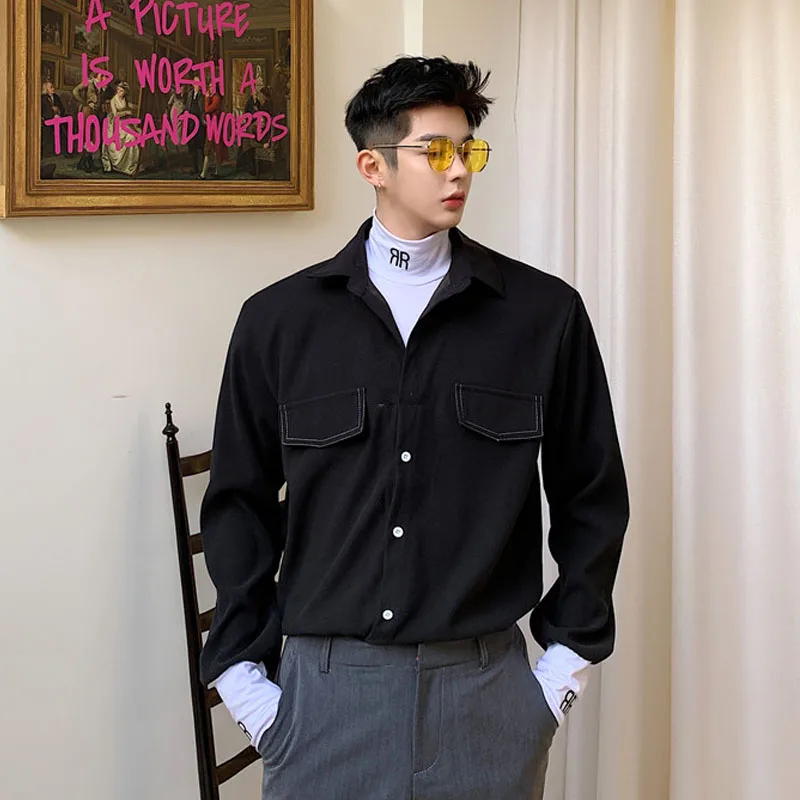 Мужская Повседневная рубашка с длинным рукавом модный винтажный пуловер