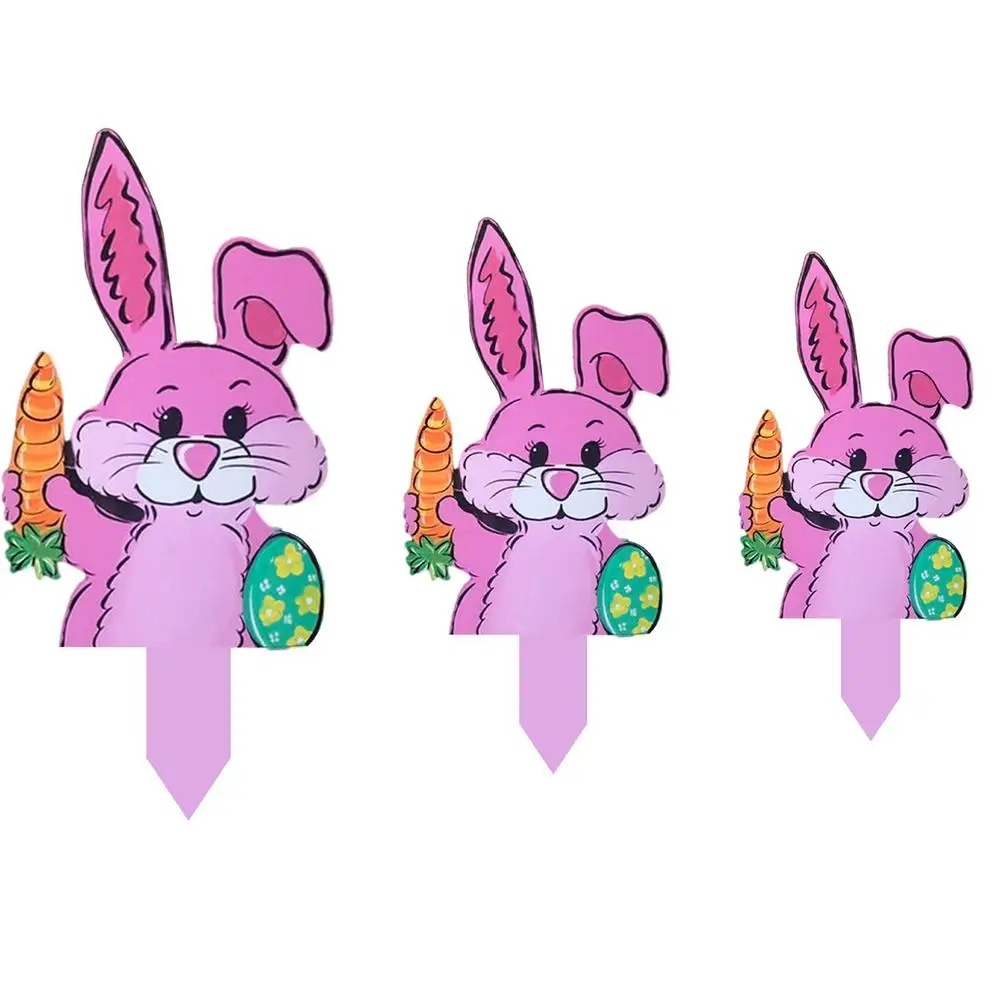 

Easter Yard Signs Cute Easter Yard Bunny Sign With Stakes Metal Crafts Easter Props Decorations For Lawn Yard Decorations