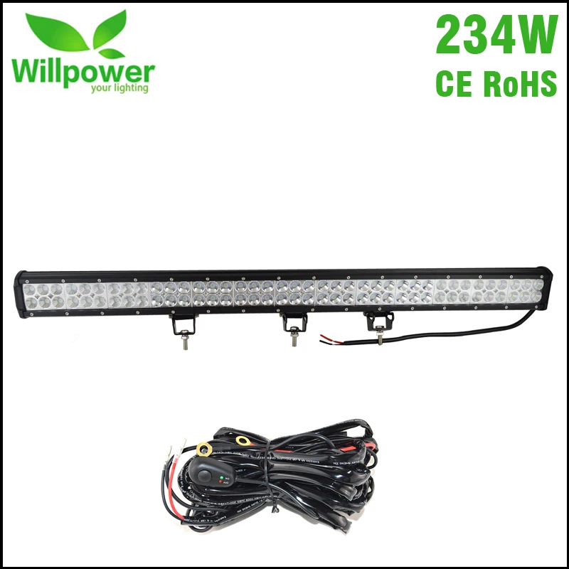 1pc with wire 234 Вт, 12 В, светодиодный светильник для вождения, 36 дюймов, светодиодный светильник, комбинированный луч, светодиодный светильник, бар, IP67Car, багажник на крышу, светильник, бар для Jeep 4x4 UAZ - Цвет: 1pc with wire