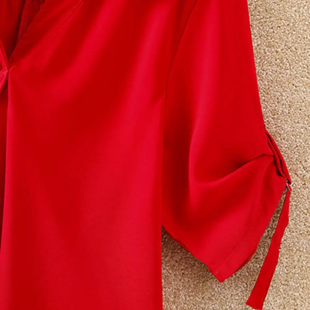

Ladies 2021 Solid Color Chiffon Shirts Summer Half Sleeve Loose V-Neck Women Casual Blouse Sexy Plus Size Tops