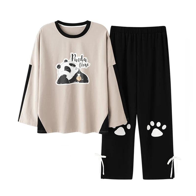 Хлопковая женская пижама с принтом панды одежда для сна домашний костюм мягкая