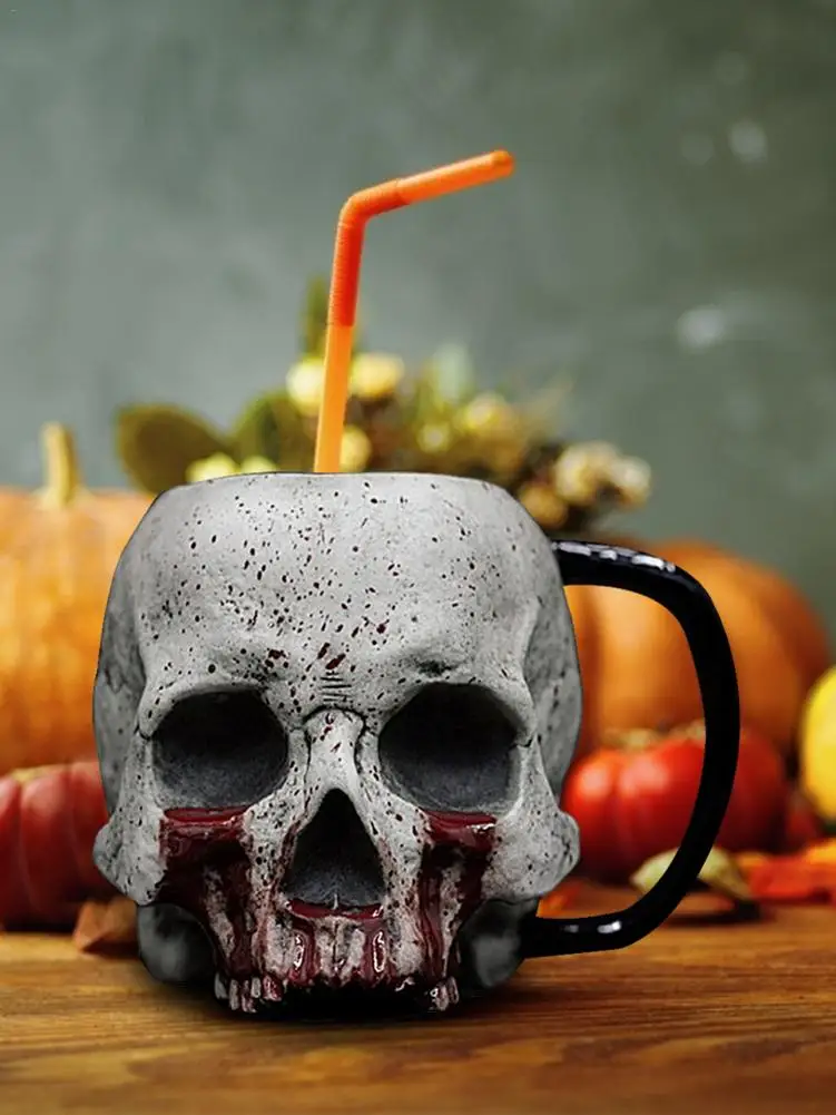 Кружка с черепом на Хэллоуин со страшной головкой украшение для стола домашнее