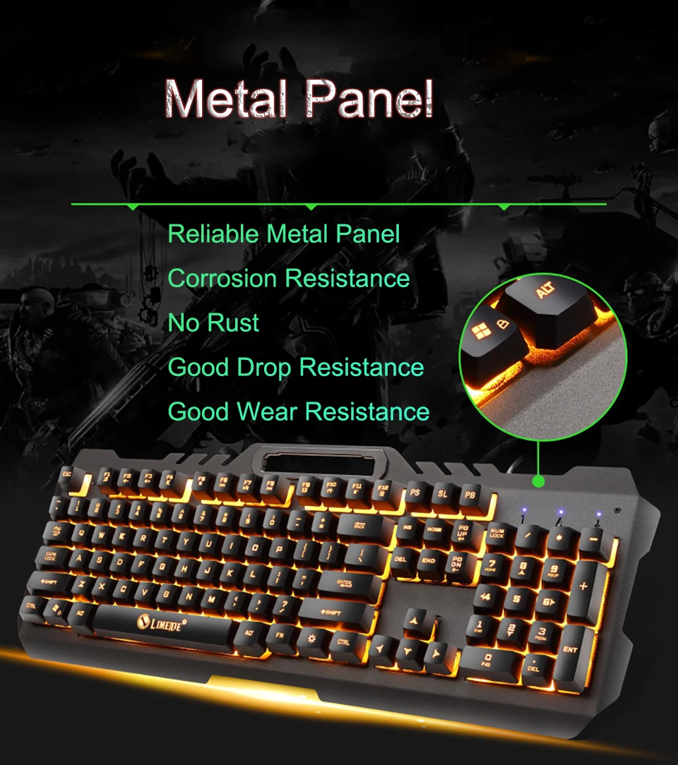 

Wired Gaming Keyboard And Mouse Combo 104 Keys Gamer Ergonomics Waterproof Backlit Phone Holder For Computer PC Laptop