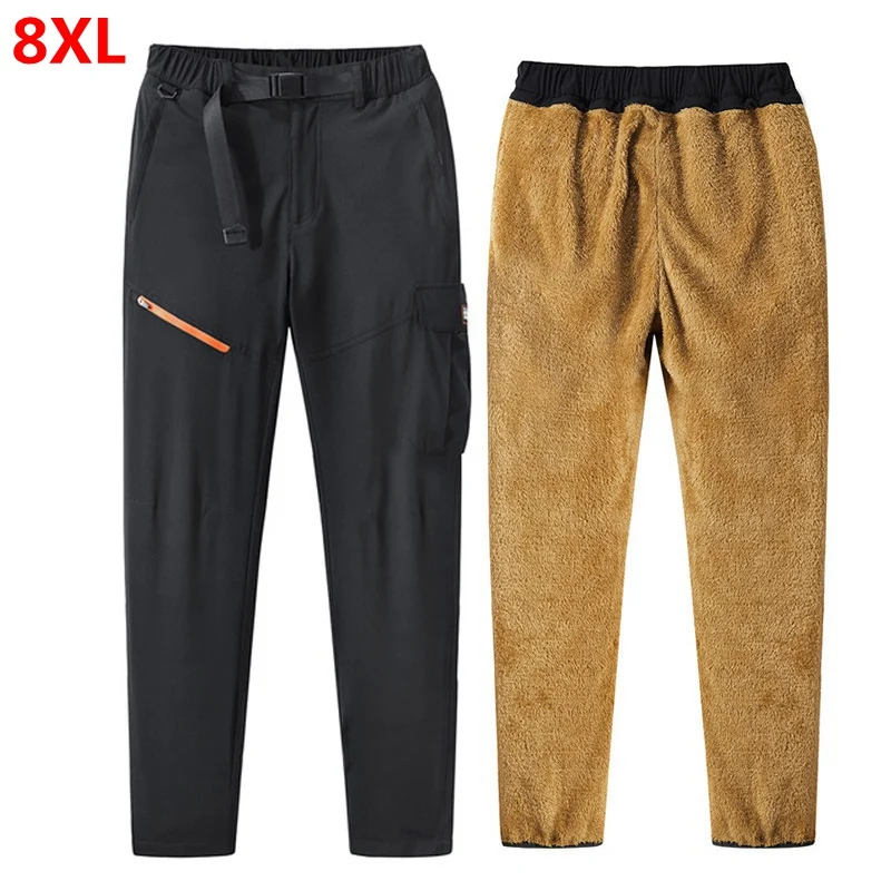 

Зимние Бархатные брюки, раньше теплые плотные холодные брюки, съемные кашемировые мягкие брюки 8XL 7XL