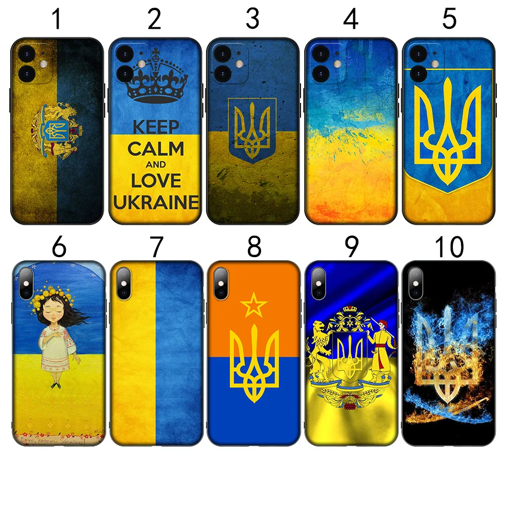 Мягкий силиконовый чехол LS210 с украинским флагом для iPhone 13 12 11 X XS XR Pro Max Mini 8 7 6 6s Plus
