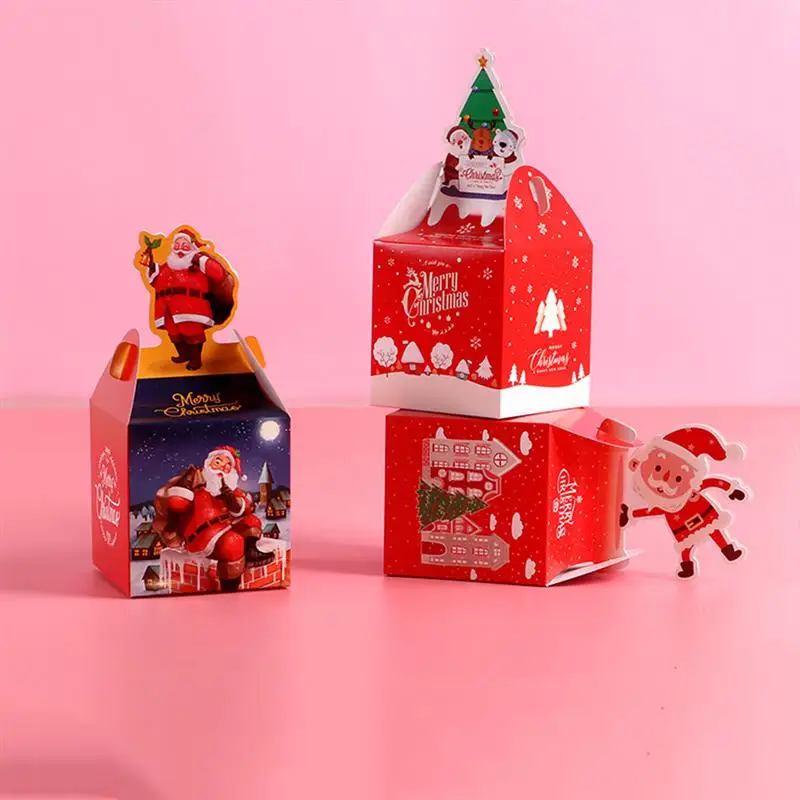 

12PCS Christms Apples Gift Boxes Dessert Packaging Boxes Cookies Candy Holder for Party Favor Decoration (Random Pattern)