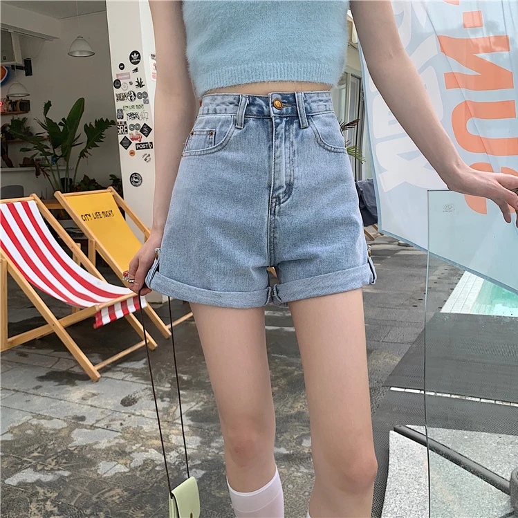 

Shorts Women Hippie Hot Denim High Waist Femme Lovely Summer Design Retro De Moda Casual Clothing Korean Vintage All-match