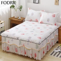 3pcs bed linen skirt cover bedding set elastic fitted sheet king bedspread bedclothes double cotton mattress pad boy girl flower
