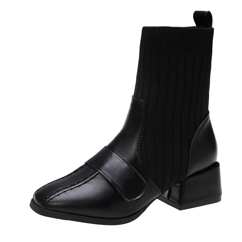 

2020 Boots Women's Short Boots Women's Autumn 2020 New Fashion British Style Thin Boots Fashion Shoes Square Toe Plush Ankle