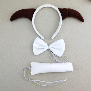 Ободок для волос с животными, козьей овечьей шерстью, повязка на голову, набор для косплея, костюм для детей, подарок на день рождения, Пасха, День Св. Валентина