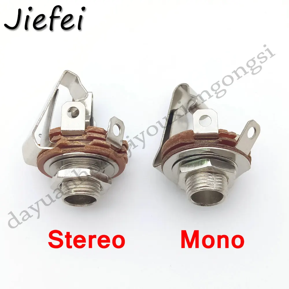 

20-200Pcs 2 Pole Mono / 3 Pole Stereo Plug jack with Switch Audio Female Connector 6.35mm 6.3mm 1/4" Welding Type Panel Socket