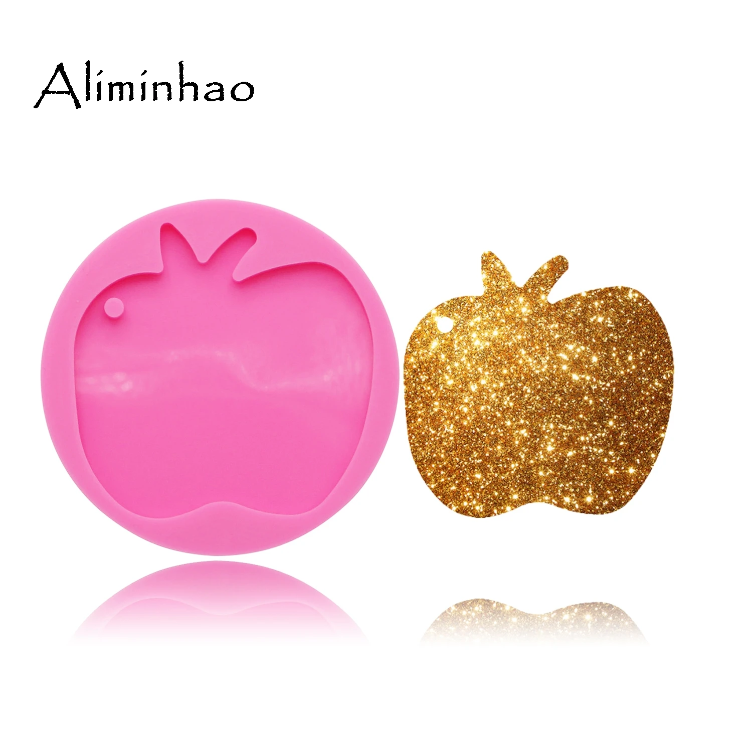 Блестящие силиконовые брелоки DY0081 в виде яблока форма для брелока глина подвеска