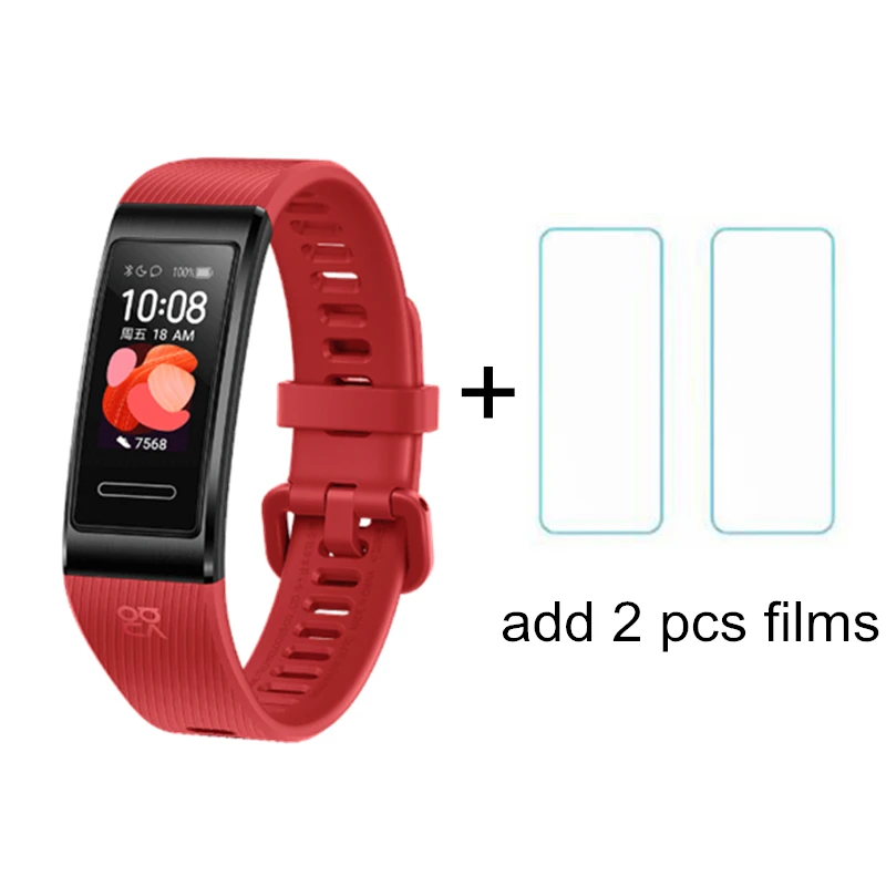Red add film Умный Браслет huawei Band 4 Pro, инновационные часы, лица, автономный gps, проактивный мониторинг здоровья, SpO2, кислород крови - Цвет: Red add film