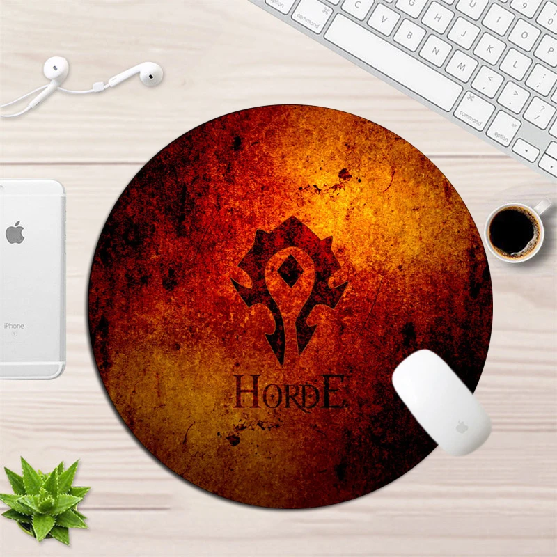 Круглый коврик для мыши Horde Alliance 22x22 см маленький размер резиновый игровой World of