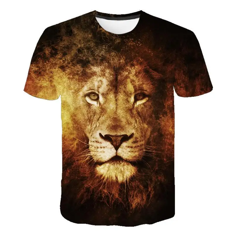 

2021 Summer New Style 3D Lion Tiger Print T-shirt Men's Casual Animal Print T-shirt O-neck Hip-hop Short-sleeved Streetwear