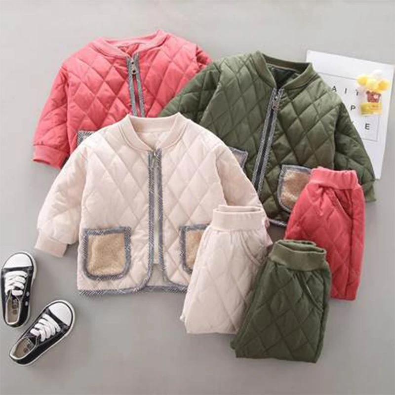 

EuerDoDo Winter 2pcs Girls Baby Clothing Sets Cotton Warm Clothing Suits Baby Boys Tracksuit Sets Casual Outfit Costume
