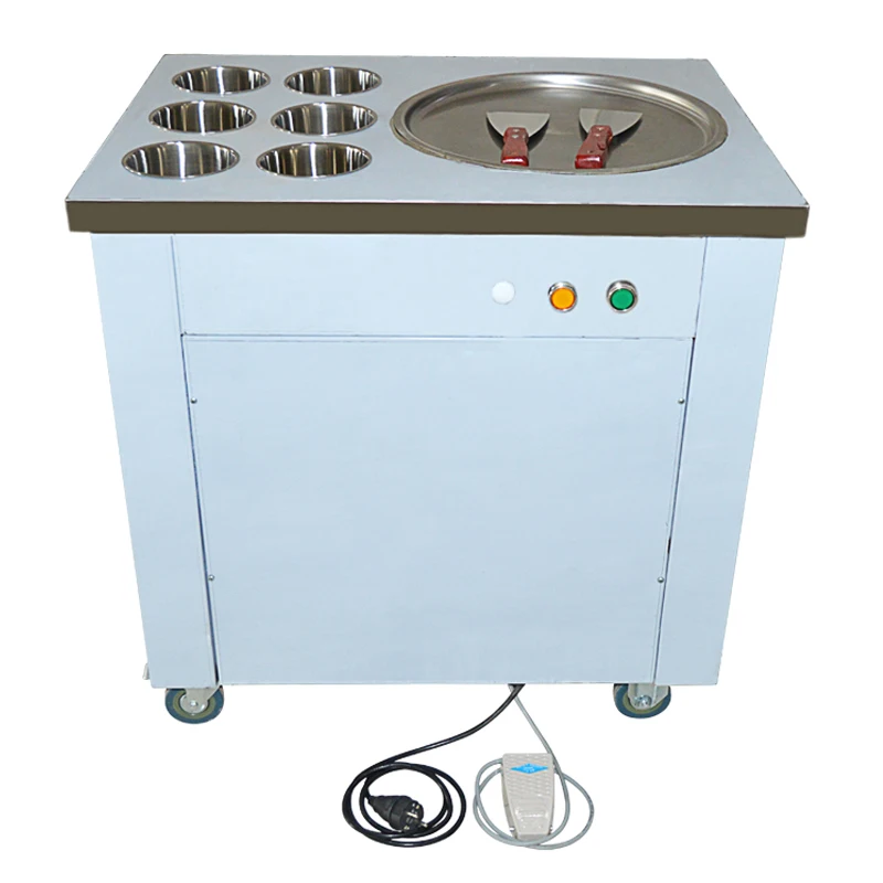 

1 шт. CBJ-1 * 6 Большая сковорода машина для жареного мороженого 220 В машина для жарки льда из нержавеющей стали сковорода для мороженого