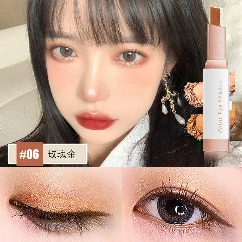 

Eyeshadow Stick Stereo Shimmer Double Color Waterproof Not Easy to Stain Eye Shadow Cream Pen Eye Makeup Cosmetics Tool