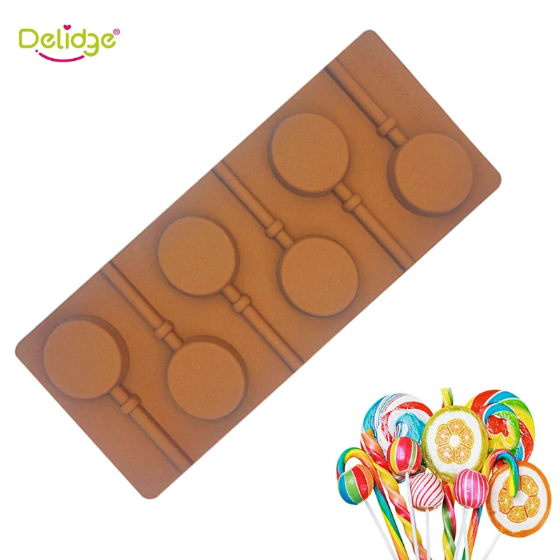 Силиконовая Круглая Форма для леденцов Delidge с 6 отверстиями украшения звездного