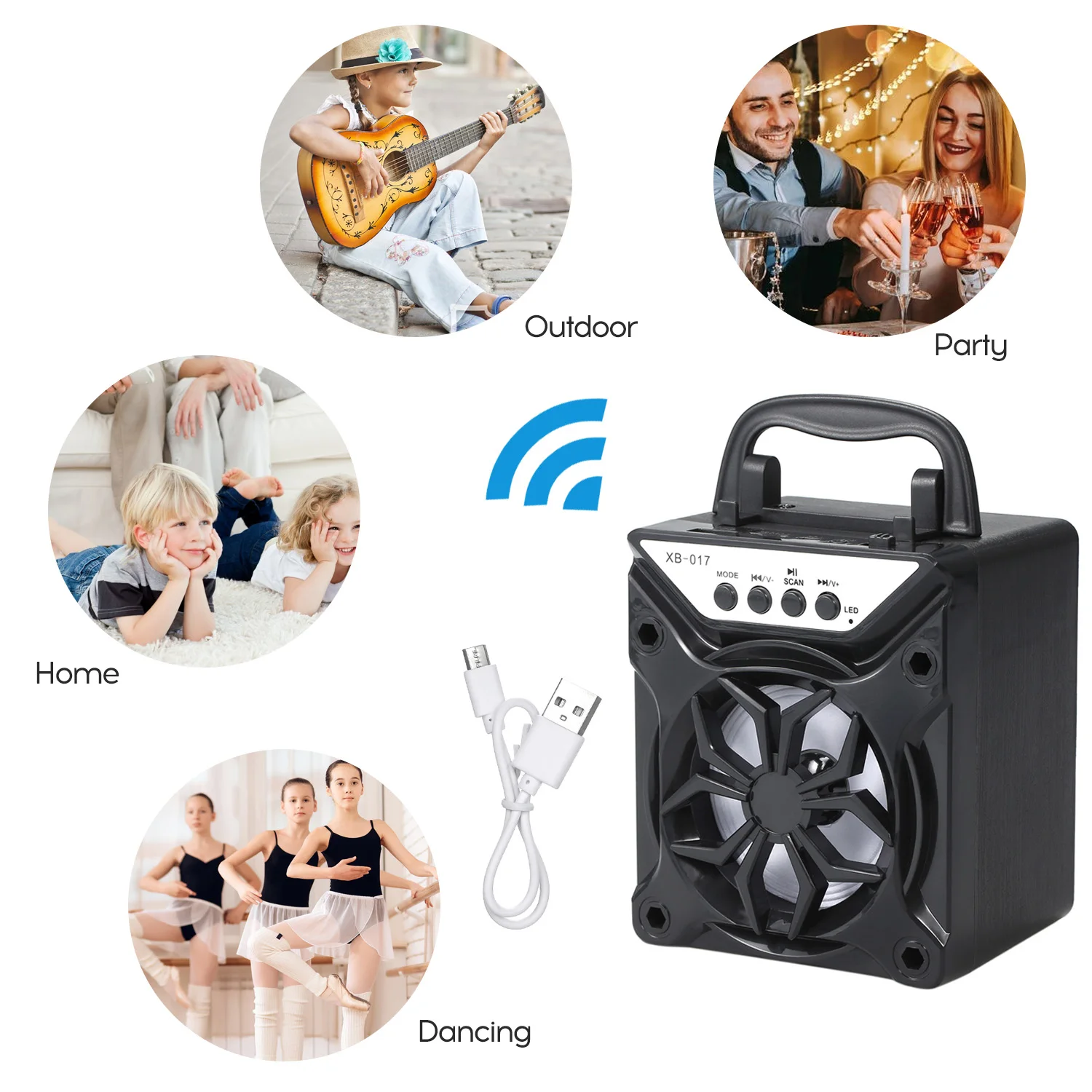 Портативный уличный динамик BT с поддержкой tf карты квадратное танцевальное