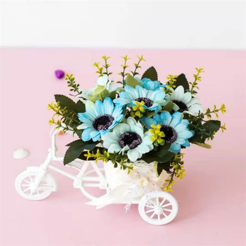 Ротанговый цветок корзина-ваза трехколесный велосипед модель домашний сад