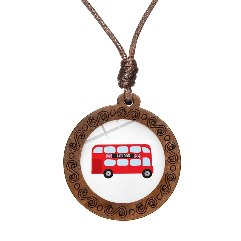 Круглое ожерелье из старого красного лондонского автобуса двухслойный автобус