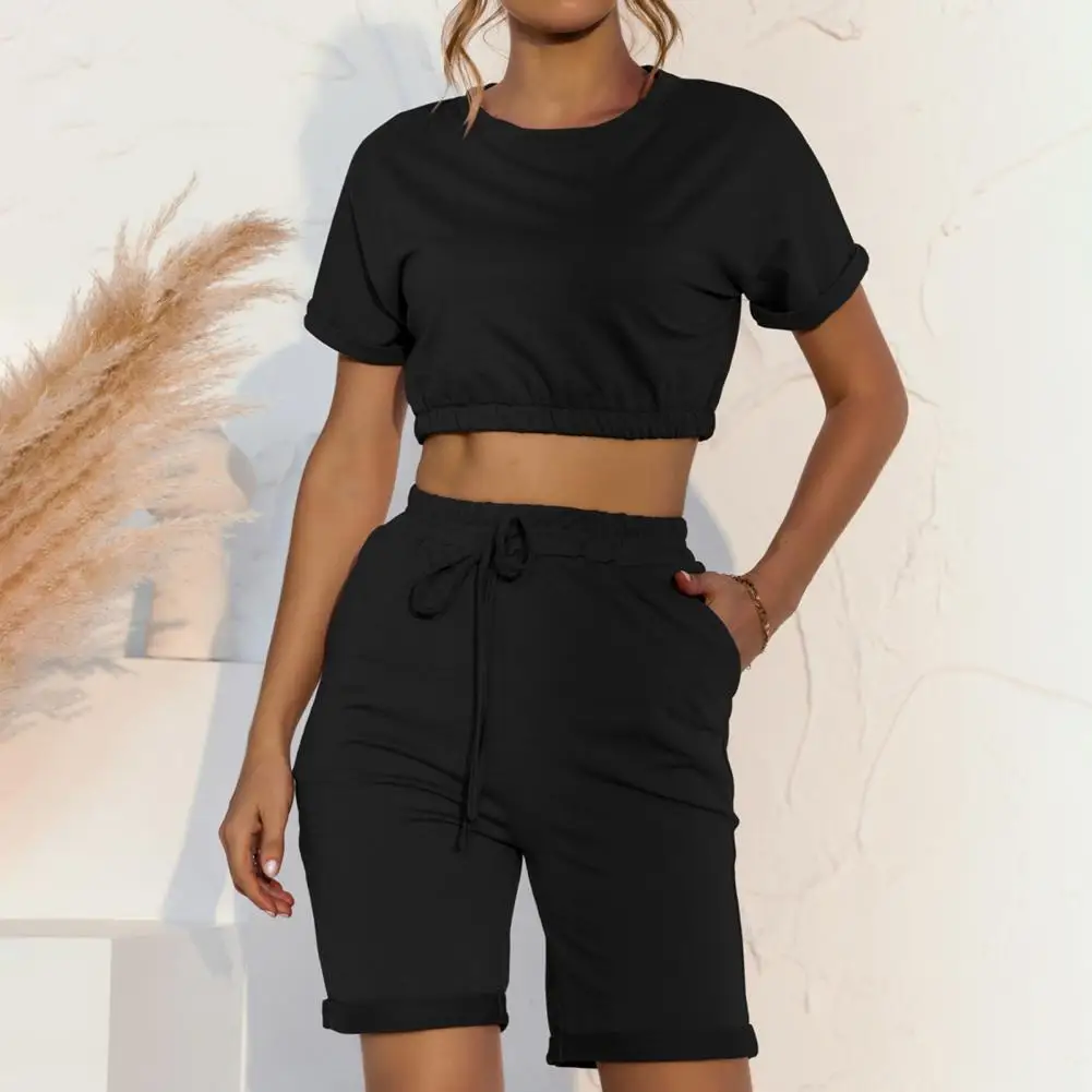 

2 Piece Set Summer Gradient Colored Long SleeveTop Wide Leg Shorts Pants Set Women Tracksuit Streetwear