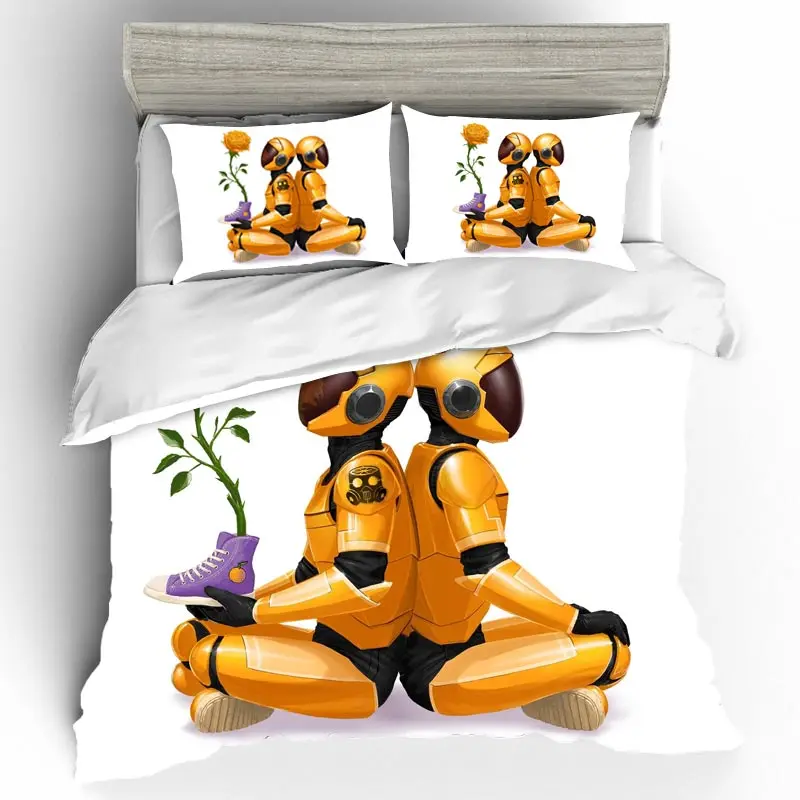 Комплект постельного белья Edredon с аниме роботом пододеяльник домашний текстиль