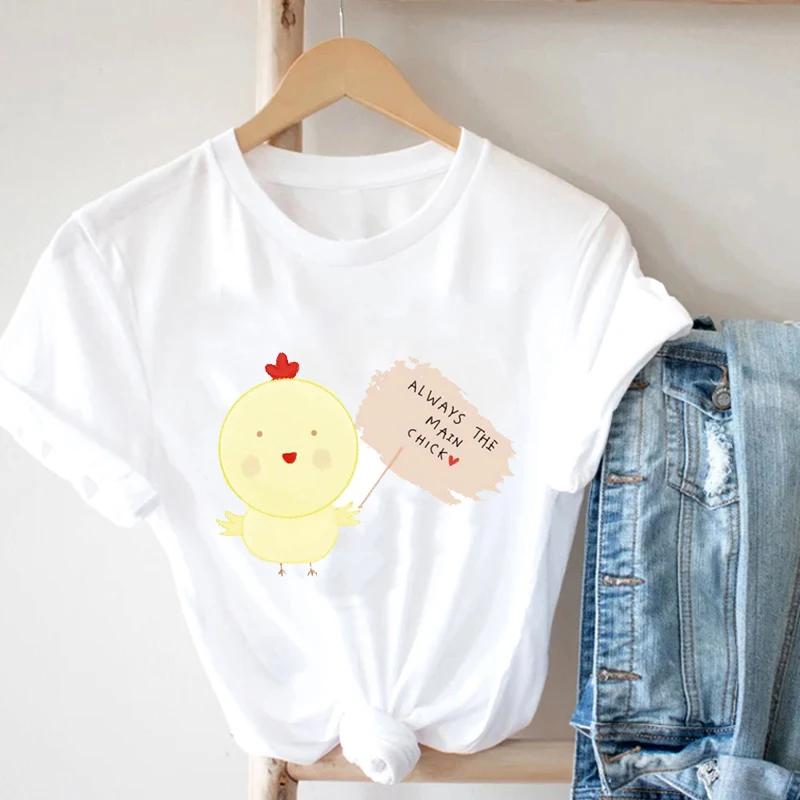 

Always The Main Chick T Shirt 2021 New For Women Cartoon Chick Casual Tshirt Lady Short Sleeve Tops Tees Shirt Female Cothes