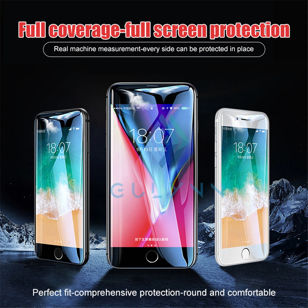 Гидрогелевая пленка 37D с клеем для полного покрытия экрана iPhone 11 12 Pro Max защитная X