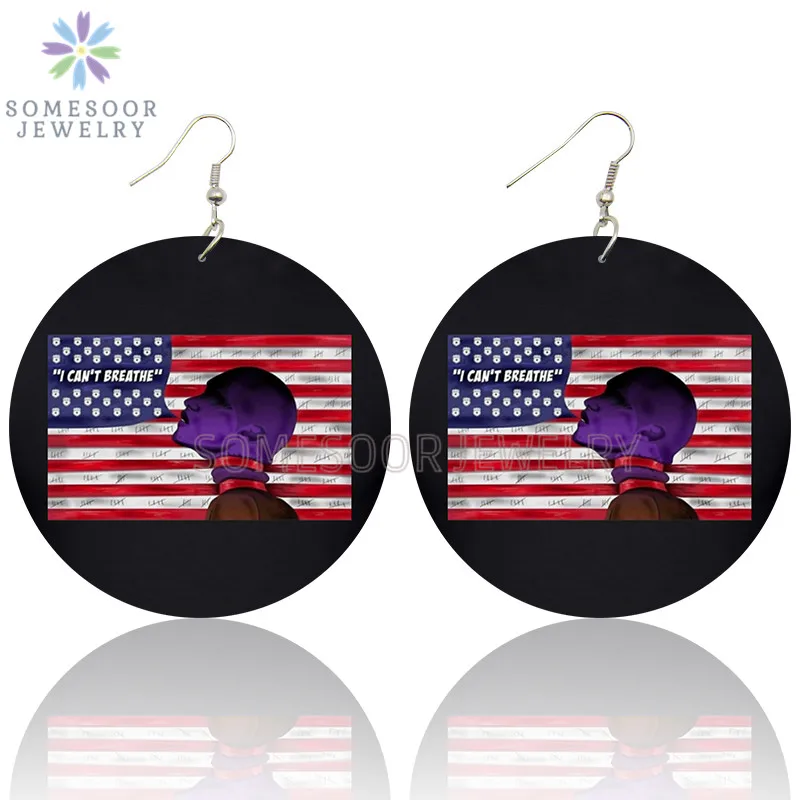 Американские слезы SOMESOOR деревянные серьги подвески Я не могу дышать дизайн