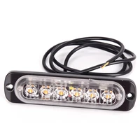 universal 6 led 12 24v 18w slim amber motor turn running lights flash light bar car vehicle emergency warning strobe lamp