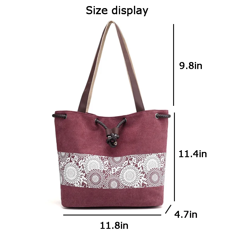 

Canvas Totes Purses and Handbags for Women Girl Female Shopper Casual Fashion New Vintage Lace Print Large Capacity Shoulder Bag