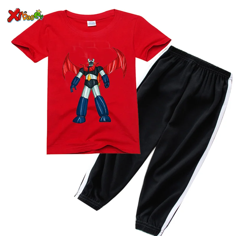 Boys Clothing Set Summer Kids Girls Sets Cartoon Printing Short Sleeve T-shirt Tops+Anti Mosquito Pants 2 PCS Outfit Baby Sets