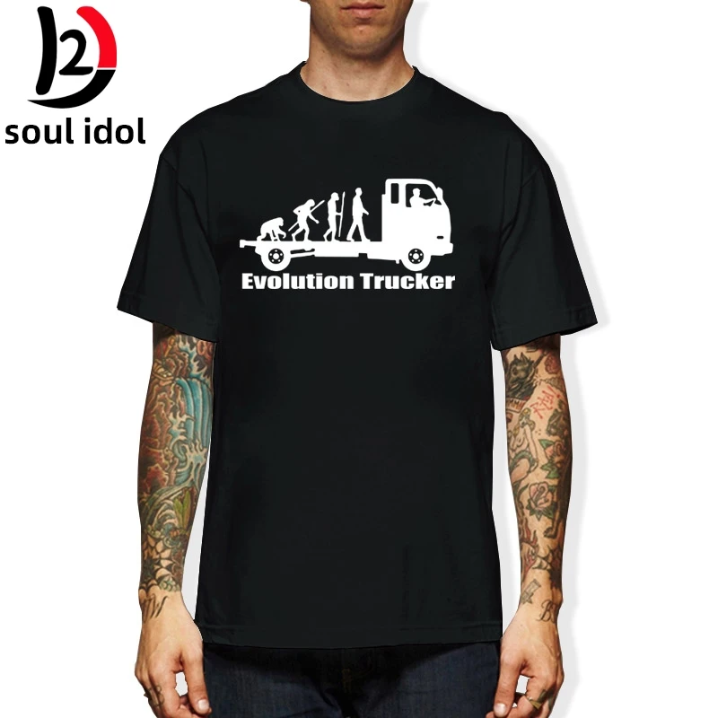 

D2 Summer Fashion T Shirt Evolution Trucker Lorry Driver Present Gift T-Shirt Funny Short Sleeve Cotton Tee Shirt