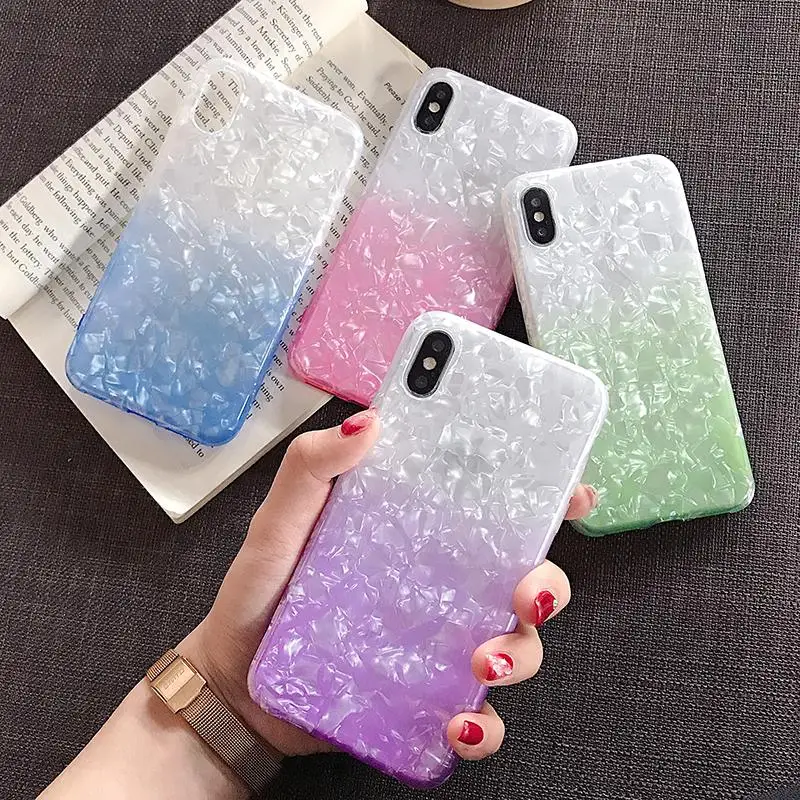 Градиентные цветные Чехлы для телефона чехол iPhone 7 8Plus Dream Shell XR XS Max 8 6 6S Plus Мягкий