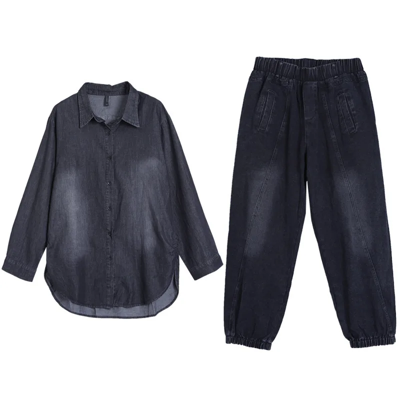 Женский джинсовый костюм Max LuLu повседневный комплект из двух предметов в