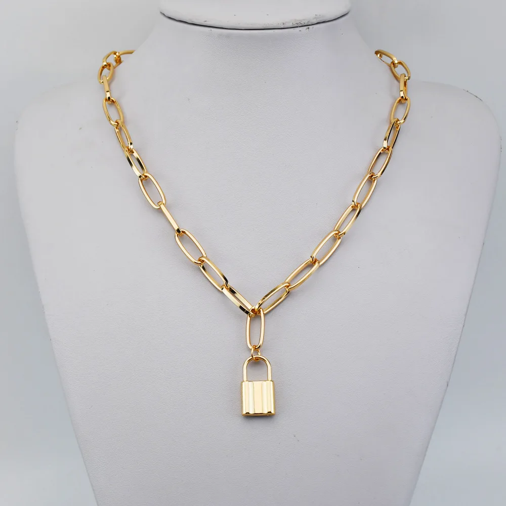 Женское ювелирное изделие чокер золотого цвета в стиле рок ожерелье с замком