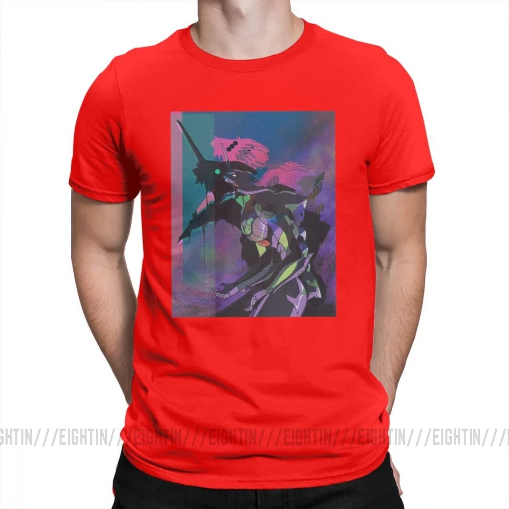 Evangelion Vapor единица 01 Повседневная футболка мужская одежда с короткими рукавами белая футболка из хлопка с круглым вырезом - Цвет: Красный