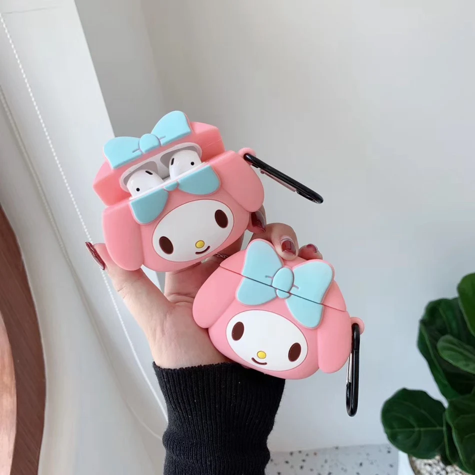 Чехол для наушников с объемным медведем тыквой кошкой AirPods чехол силиконовый