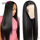 Парик из натуральных прямых волос YYong, прозрачный, с застежкой 180%, 13x6, 13x4, 30 дюймов, с отбеленными узлами