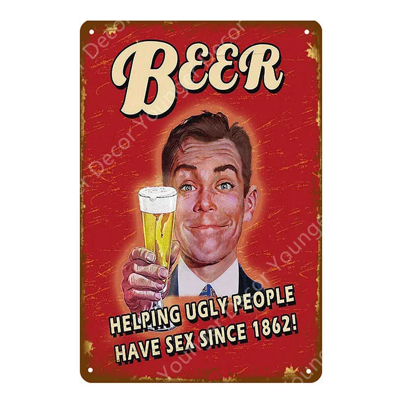YD4198F Man Cave Drinks Beers Decoration Vintage Metal Tin Signs Gin Tonic Wine Plaque Shabby Chic Pub Bar Casino Poster Wall Art Decor - Цвет: YD4198F
