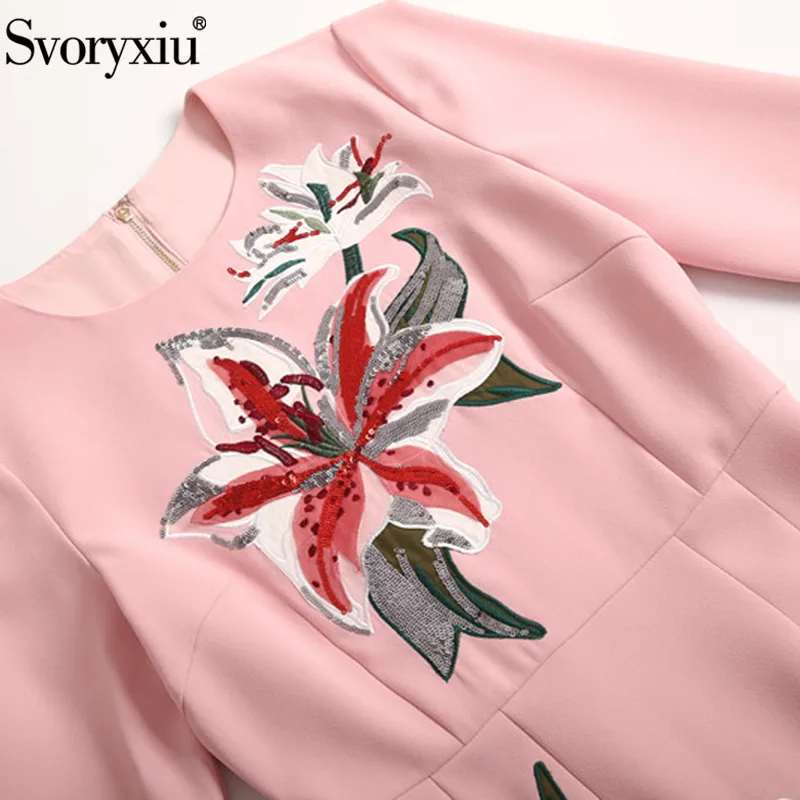 Svoryxiu 2019 подиум на заказ осеннее розовое платье миди женские элегантные вечерние